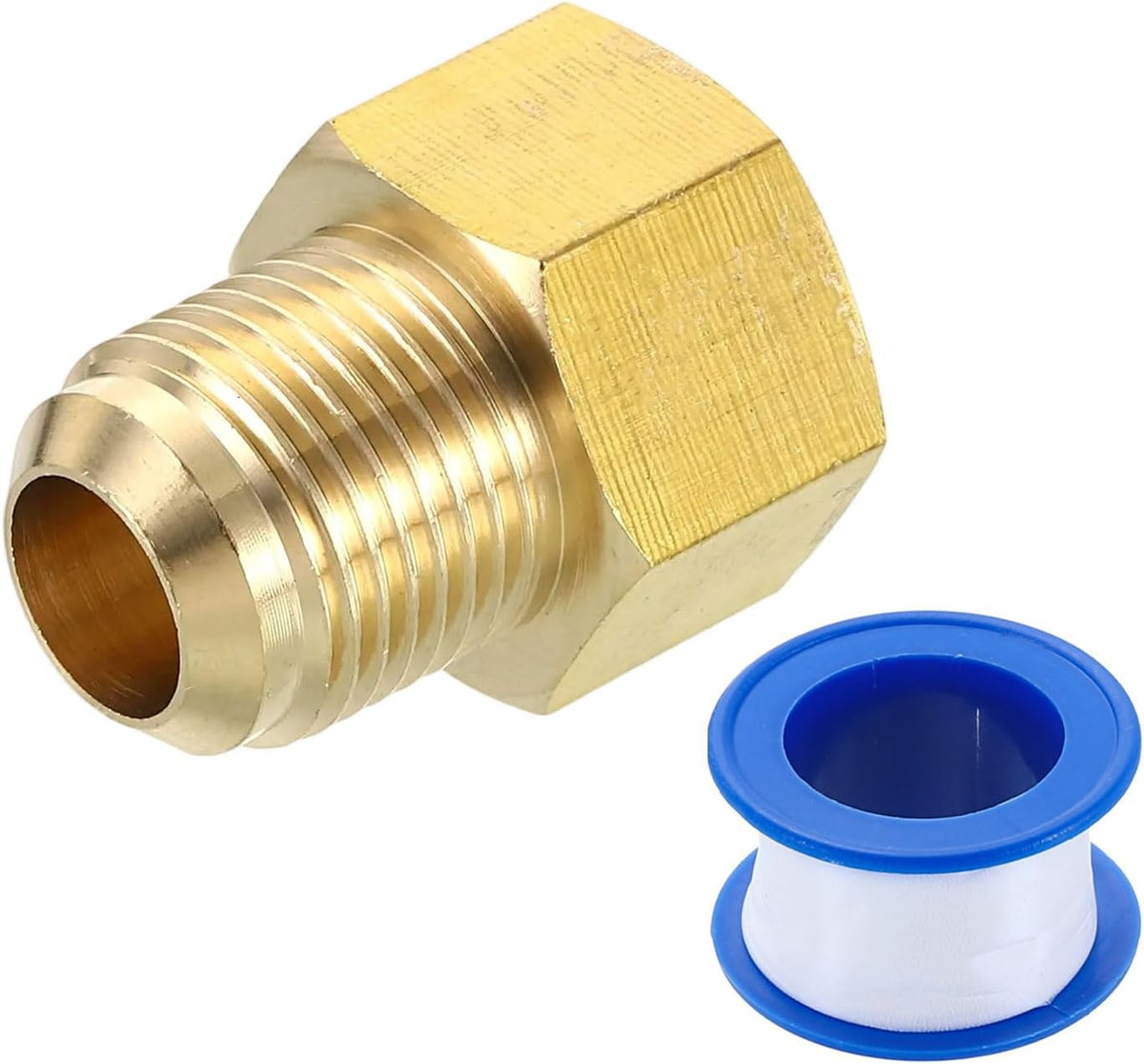 Brass Pipe Fitting, 1/2"G Male x 1/2"G Female Pipe Adapter Flare Tube Fitting for Air Gas Line Refrigeration HVAC