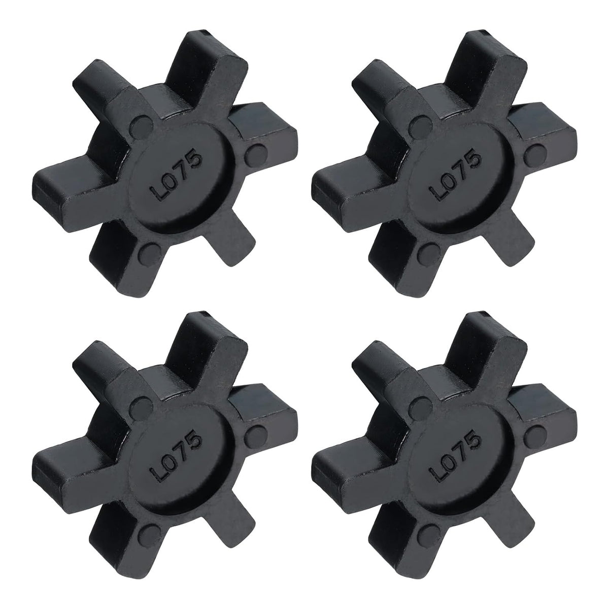 4pcs L075 Jaw Coupling Insert, Flexible Solid Type NBR Rubber Jaw Coupling Center Inserts for L Jaw Coupling L-Jaw Coupler Set, Black