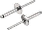 50Pcs 3/16"x1" 304 Stainless Steel Large Flange Round Head Rivets, Large Cap Open End Blind Rivets for construction, automotive manufacturing, aerospace, shipbuilding (Silver)