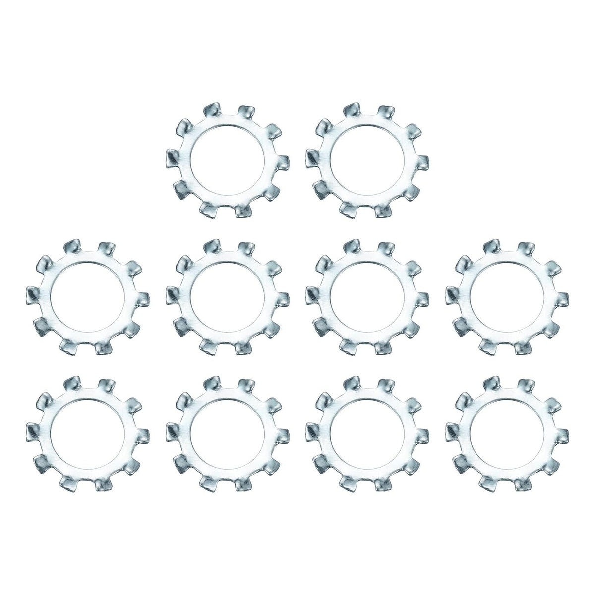 10Pcs 5/8 External Tooth Lock Washer, Zinc-Plated Carbon Steel Multi-Tooth Star Washer Locking Fastener, Silver Tone