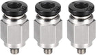 Straight Pneumatic Push To Quick Connect Fittings M3 Male x 4mm Tube OD Silver Tone 3pcs