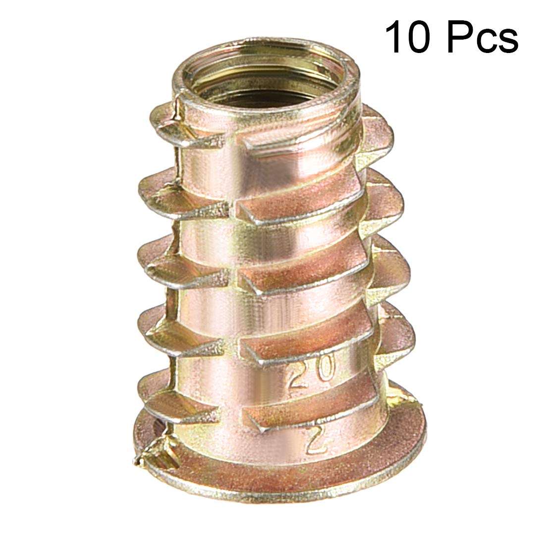 Furniture Threaded Insert Nuts Zinc Alloy M8 Internal Threads 20mm Length 10pcs