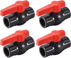 Ball Valve, 1/2" Slip PVC Socket End Valve T-Handle Water Shut-Off Valve for Irrigation and Water Treatment Dark Gray Red 4Pcs