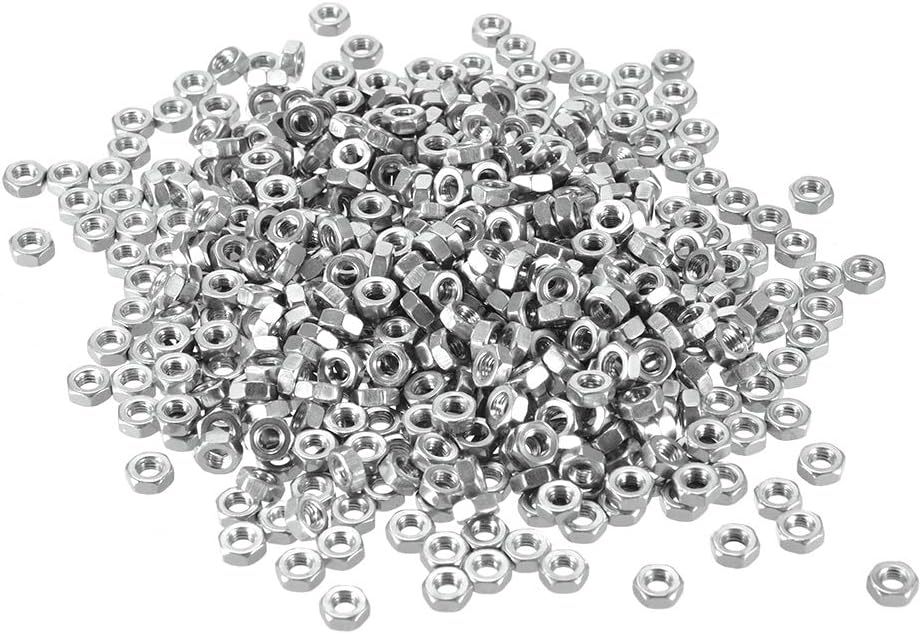 Hex Nuts, M3x0.5mm Metric Coarse Thread Hexagon Nut, Stainless Steel 201, Pack of 500
