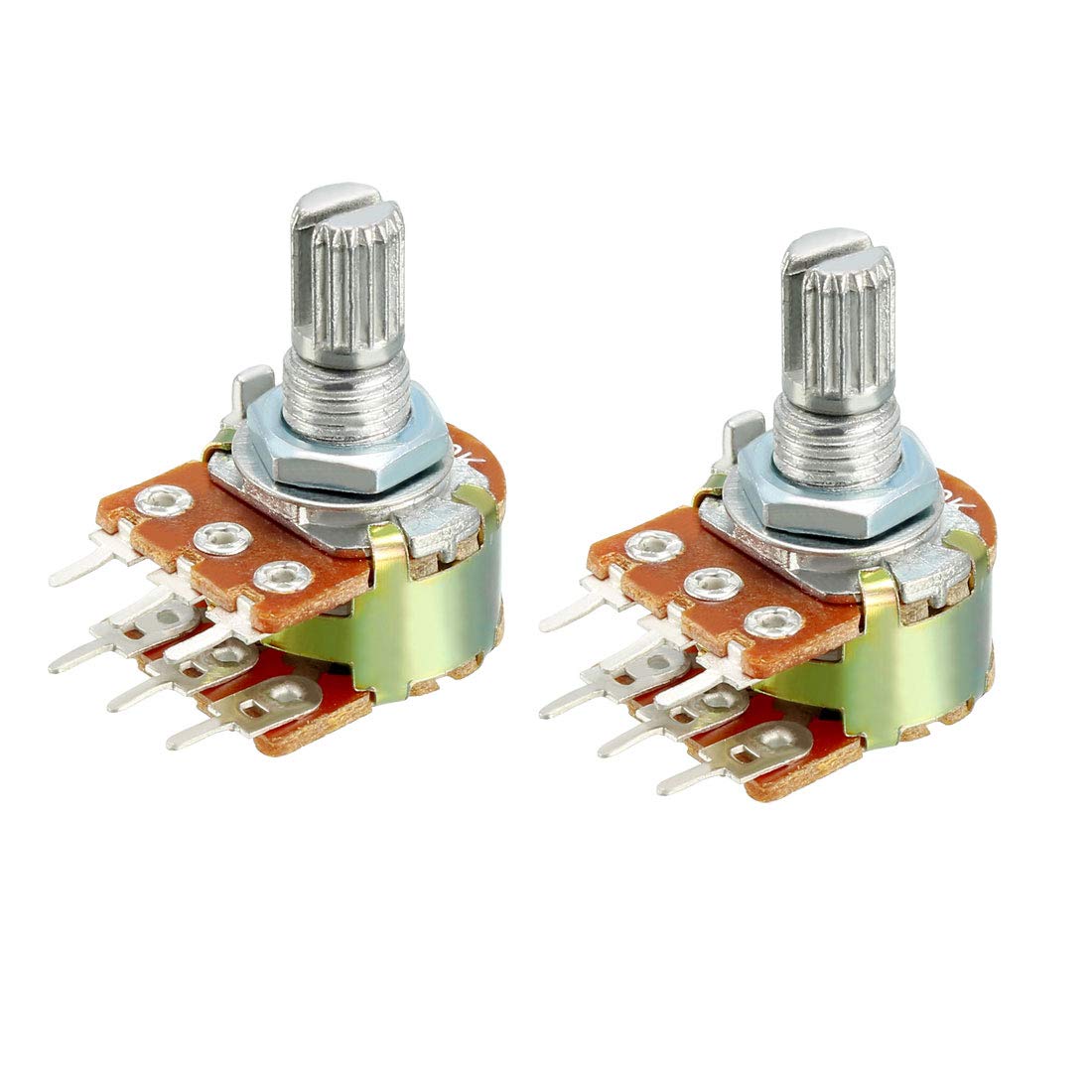 WH148 1K Ohm Variable Resistors Dual Turn Rotary Carbon Film Taper Potentiometer 2pcs