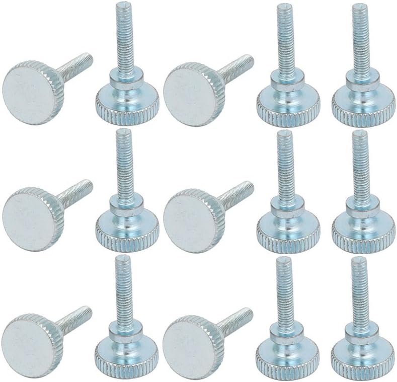 M3x14mm Carbon Steel Flat Knurled Head Fully Threaded Thumb Screw Bolt 15pcs