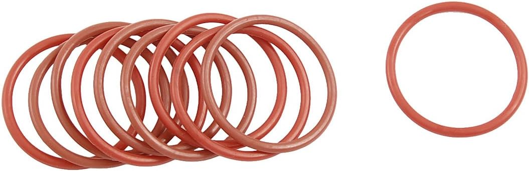 10 Pcs 28mm OD 2mm Thickness Dark Red Silicone O Rings Oil Seals Gasket