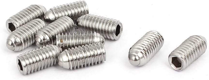 M5x10mm 304 Stainless Steel Spring Hex Socket Ball Point Grub Set Screws 10pcs
