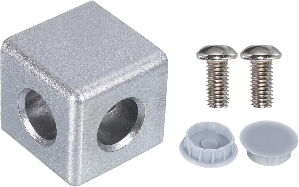 1Set 40x40x40mm 2-Way Corner Bracket Cube, Aluminum Alloy Block for 2020 Series Aluminum Extrusion Profile with Screws