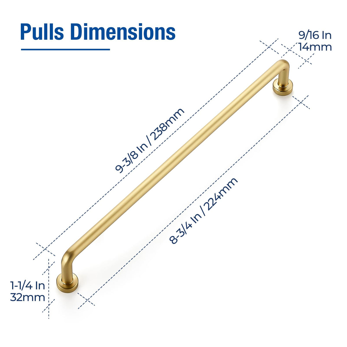 LinkMejor Brushed Gold Cabinet Pulls Cabinet Handles, 8-3/4 Inch, 2 Pack