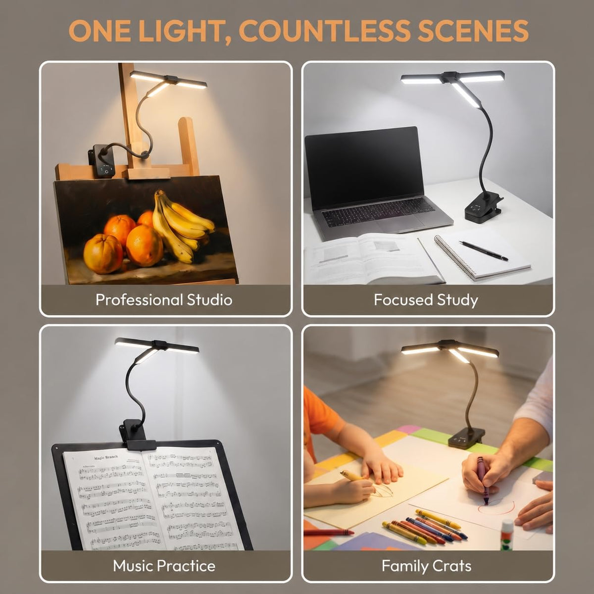 LinkMejor 3 Kepala Lampu Easel LED Tahan Bungkus untuk Artis