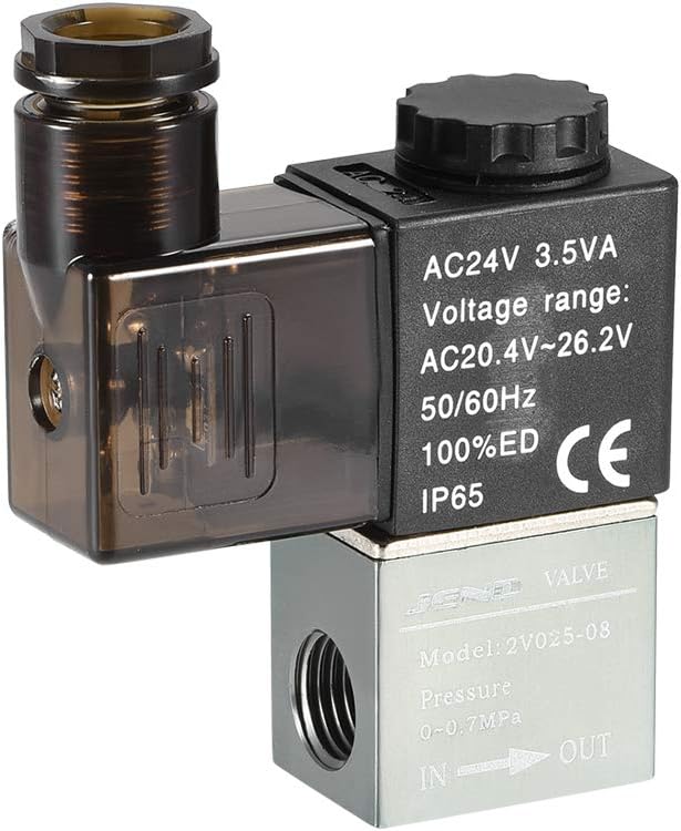 AC 24V 2 Way 2 Position 1/4" PT,Pneumatic Air Electric Control Solenoid Valve,Normally Closed,2V025-08