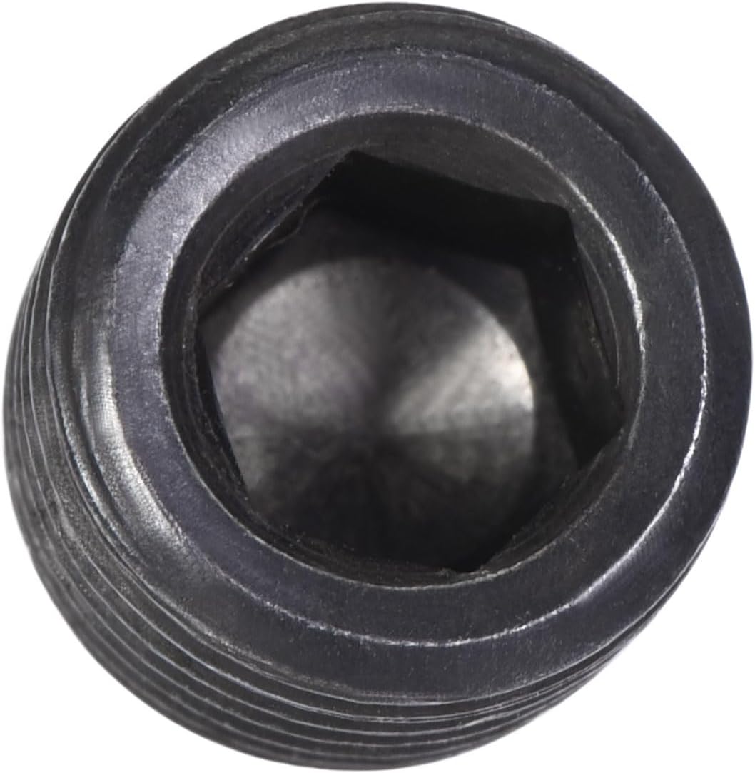 LinkMejor Carbon Steel Internal Hex Thread Socket Pipe Plug, 1/4PT Male Thread Black Pipe Cap, for Garden Pipe Pneumatic Solenoid Valve, 20Pcs