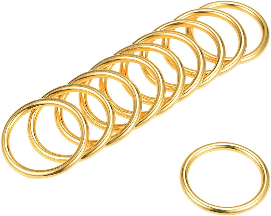 LinkMejor O Ring Buckle 25mm(1") ID 3mm Thickness Zinc Alloy O-Rings for Hardware Bags Belts Craft DIY Accessories, Gold Tone 10pcs