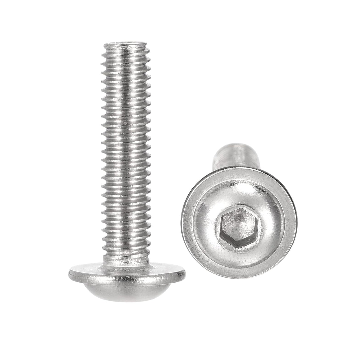 Flanged Button Head Socket Cap Screws, M6*25mm Hex Socket Drive Screw, 304 Stainless Steel Fasteners Bolts, Fully Threaded Machine Screw 20Pcs