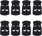 LinkMejor 8pcs Plastic Cord Lock Stopper Clip End Spring Stop Double Hole Toggle Fastener Stopper Rope End for Drawstring Clothing, Shoelace, Camping Black