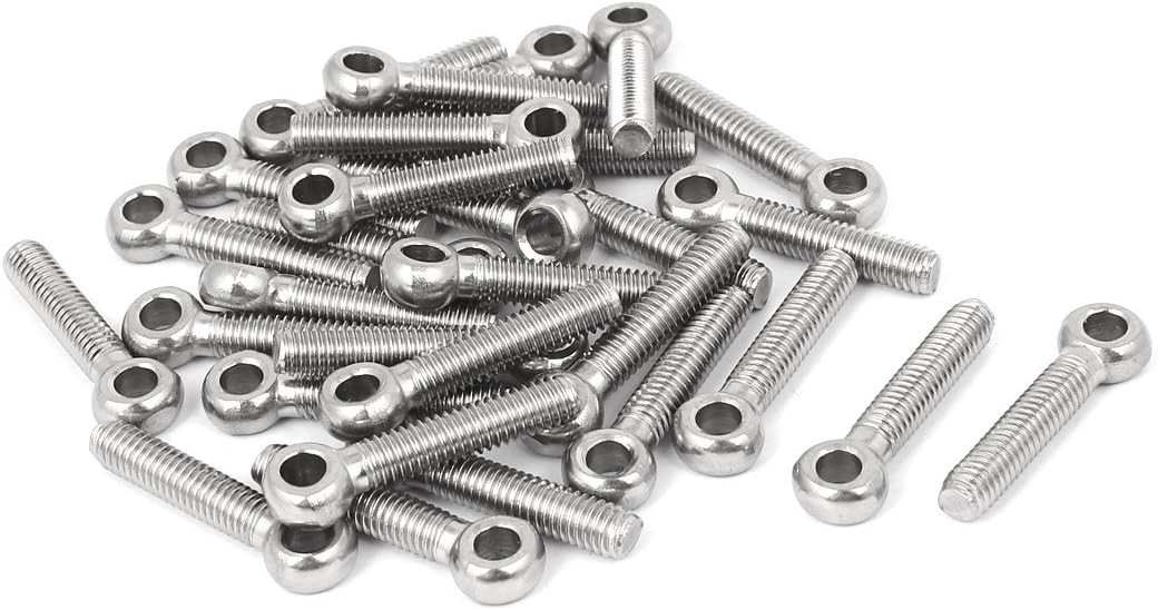 M6 x 30mm 304 Stainless Steel Machine Shoulder Lift Eye Bolt Rigging 30pcs