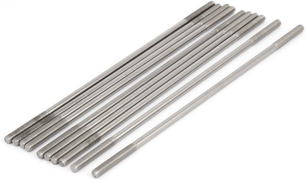 M5x190mm 304 Stainless Steel Double End Threaded Stud Screw Bolt 10pcs