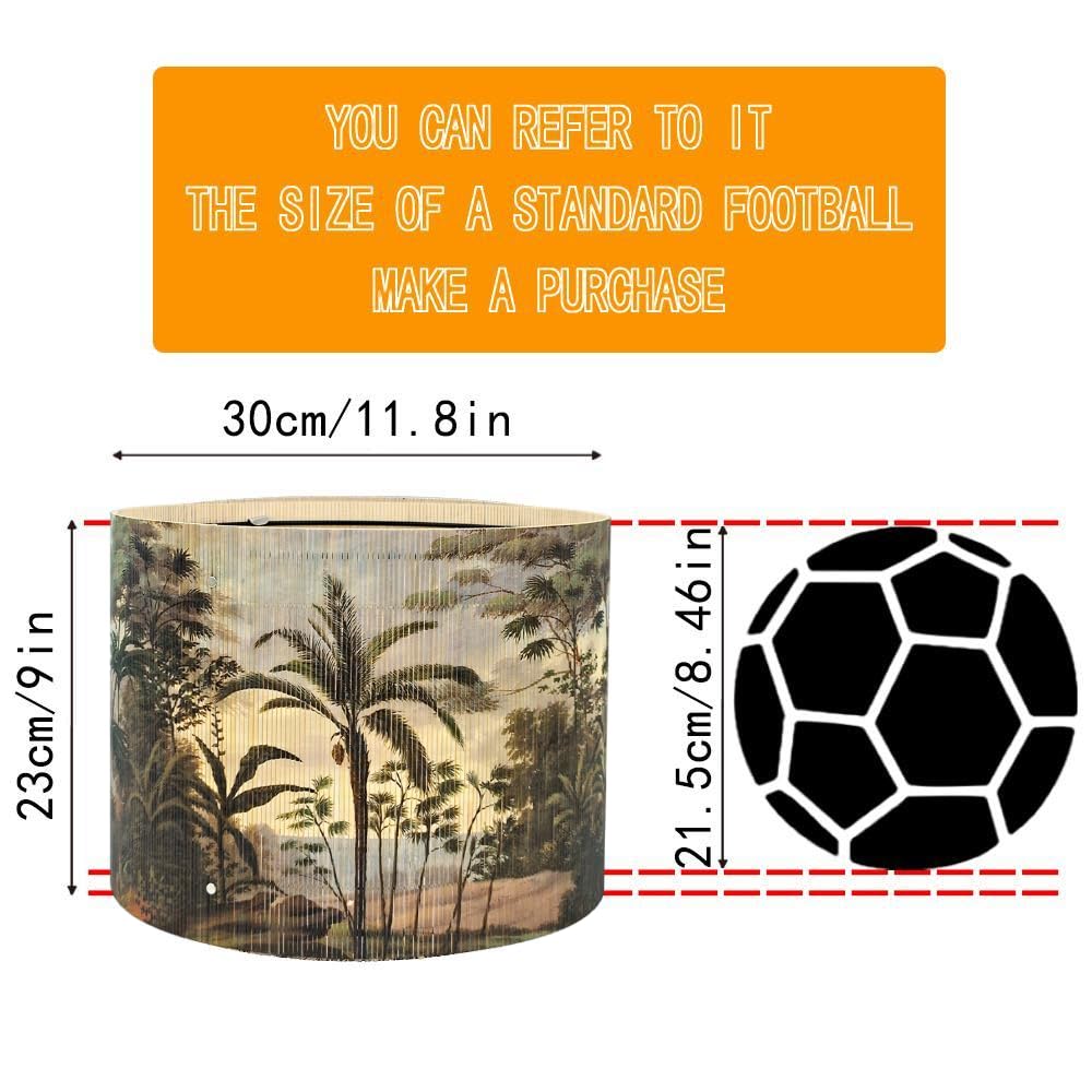 Rustic Bamboo Lampshade With Tropical Palm Tree Pattern, 11.8 * 9Inch