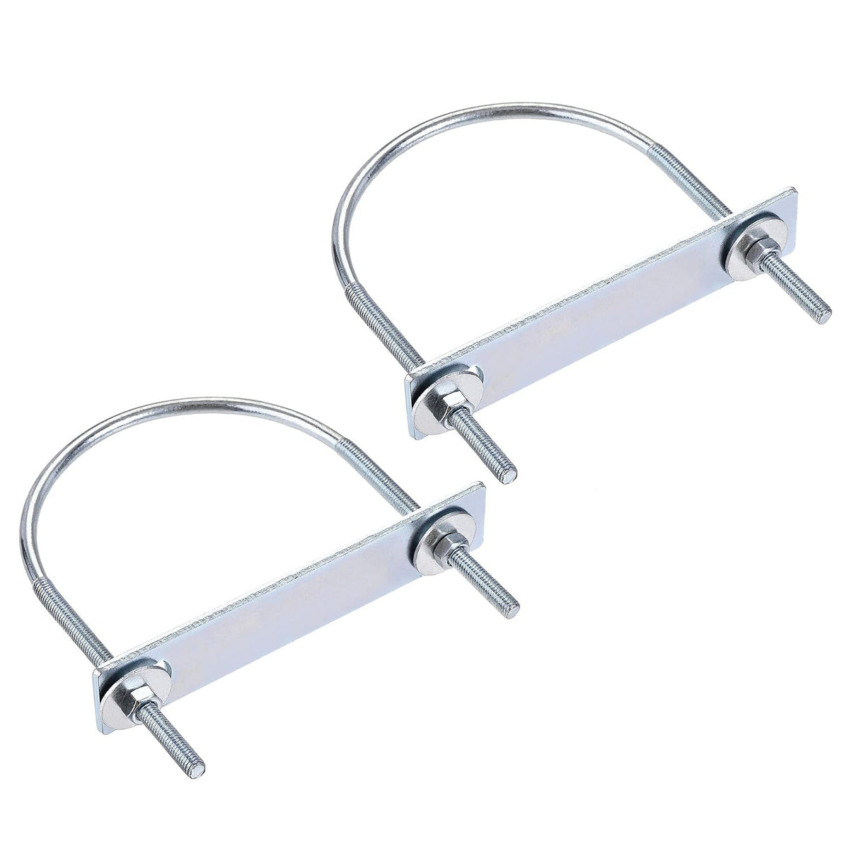 Round U-Bolts 2 Sets 3.74"(95mm) Inner Width 130mm Length Steel M6 with Nut, Plate, Washer