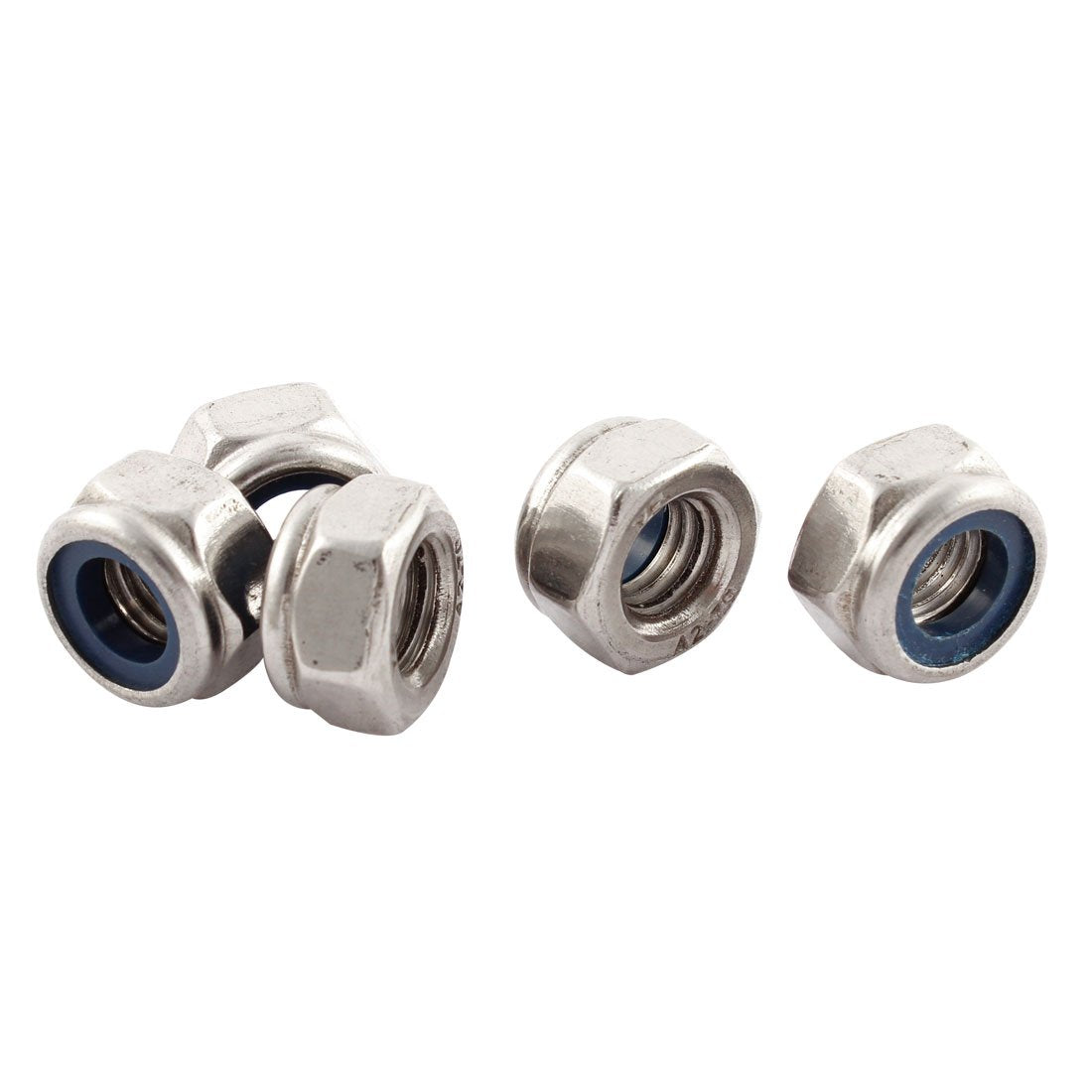 5pcs M10x1.5mm Metric 304 Stainless Steel Anti-Loose Nylon Insert Lock Hex Nuts