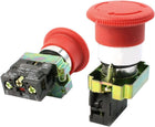2Pcs N/C SPST Red Mushroom Head Latching Action Emergency Stop Switch 10A 600V