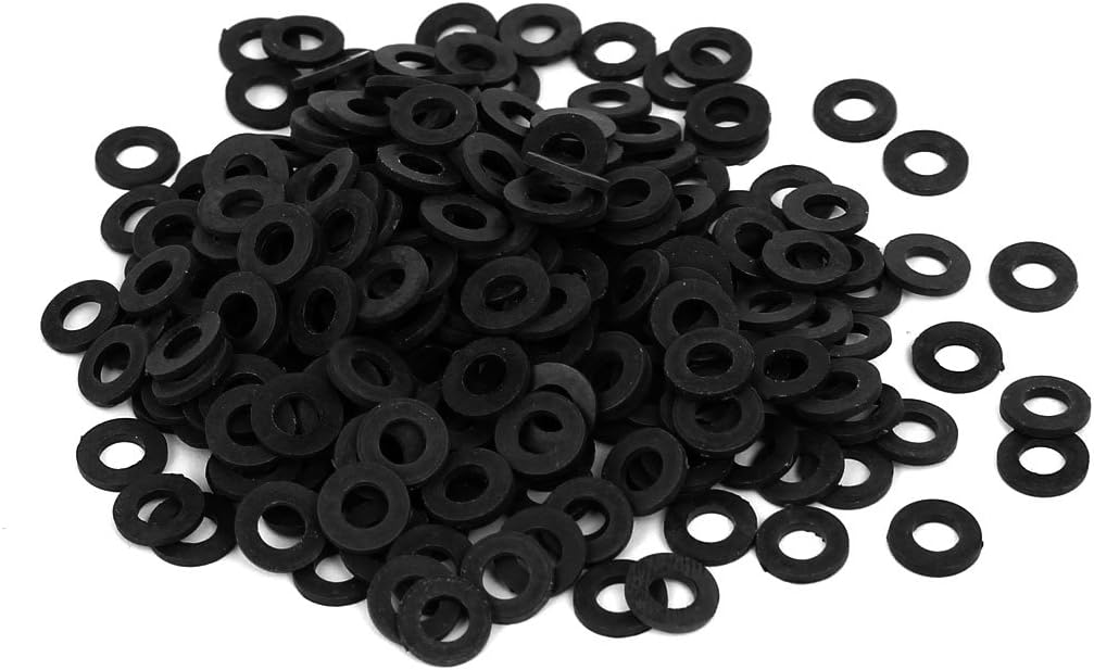 M4 x 8mm x 1mm Nylon Flat Insulating Washers Gaskets Spacers Fastener for Faucet Pipe Water Hose Black 300PCS