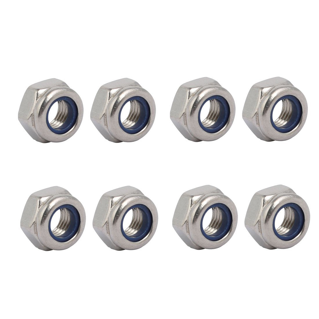 8pcs M8 x 1mm Pitch Metric Fine Thread 304 Stainless Steel Hex Lock Nuts