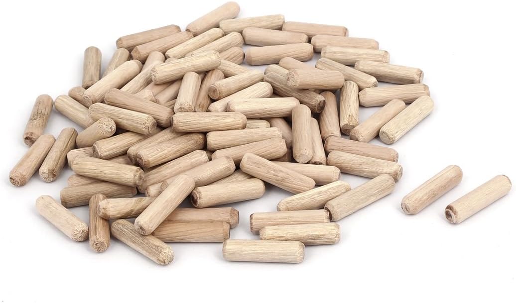 Furniture Cabinet Drawer 8mm Dia Slant Line Round Wooden Dowels Pins 100pcs
