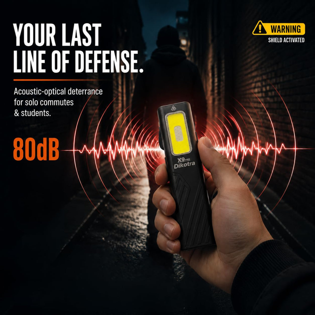 LinkMejor X9 Pro Ultra Flat EDC Pocket Flashlight, med röd laser, svart