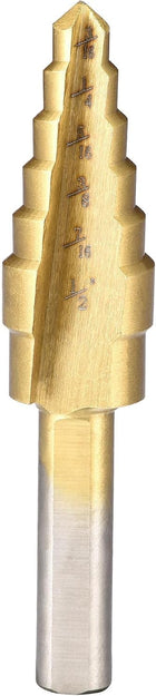 Step Drill Bit HSS4241 3/16" to 1/2" 6 Sizes Straight Flutes Triangular Shank for Metal Wood Plastic