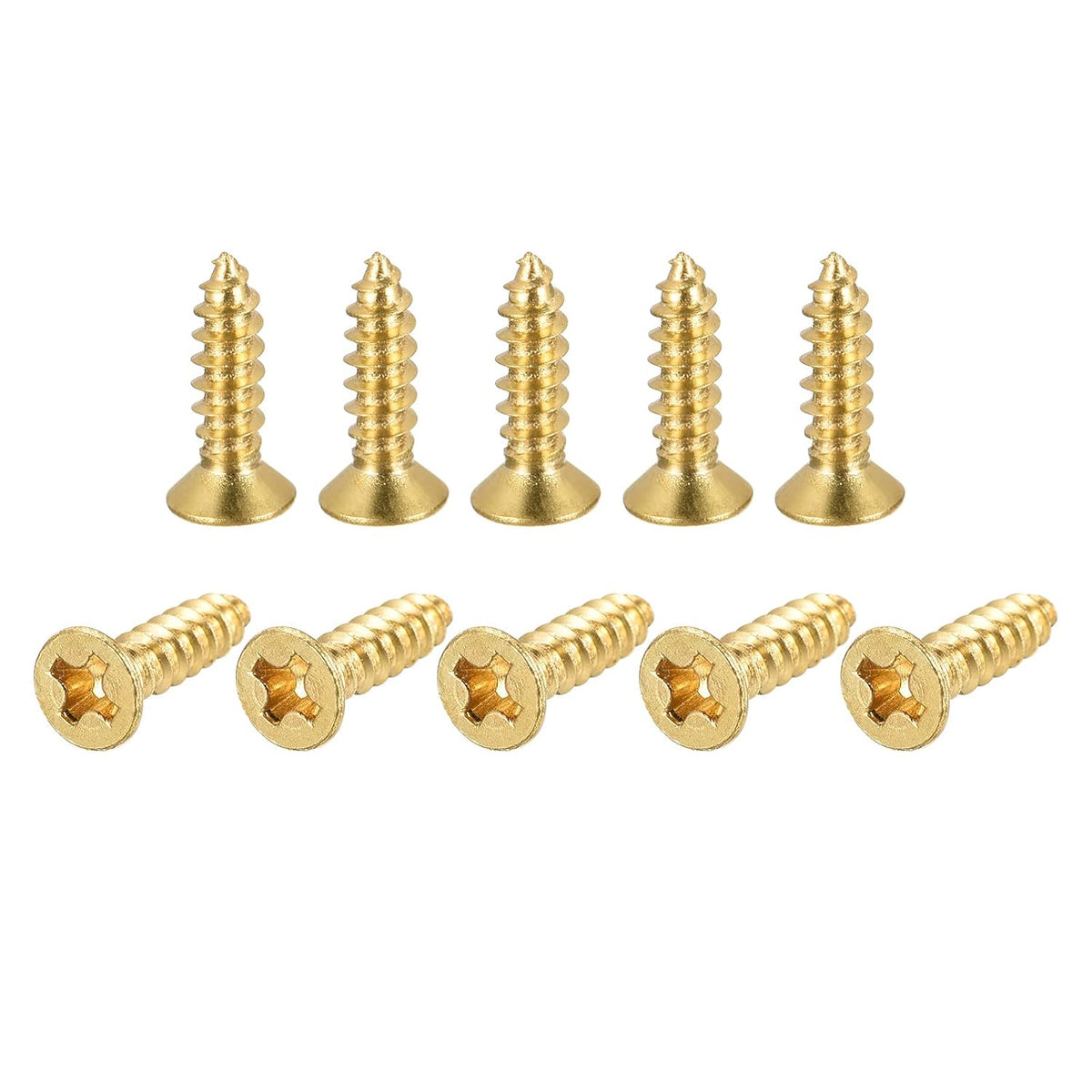 Brass Wood Screws, M3x12mm Phillips Flat Head Self Tapping Connector for Door, Cabinet, Wooden Furniture 50Pcs