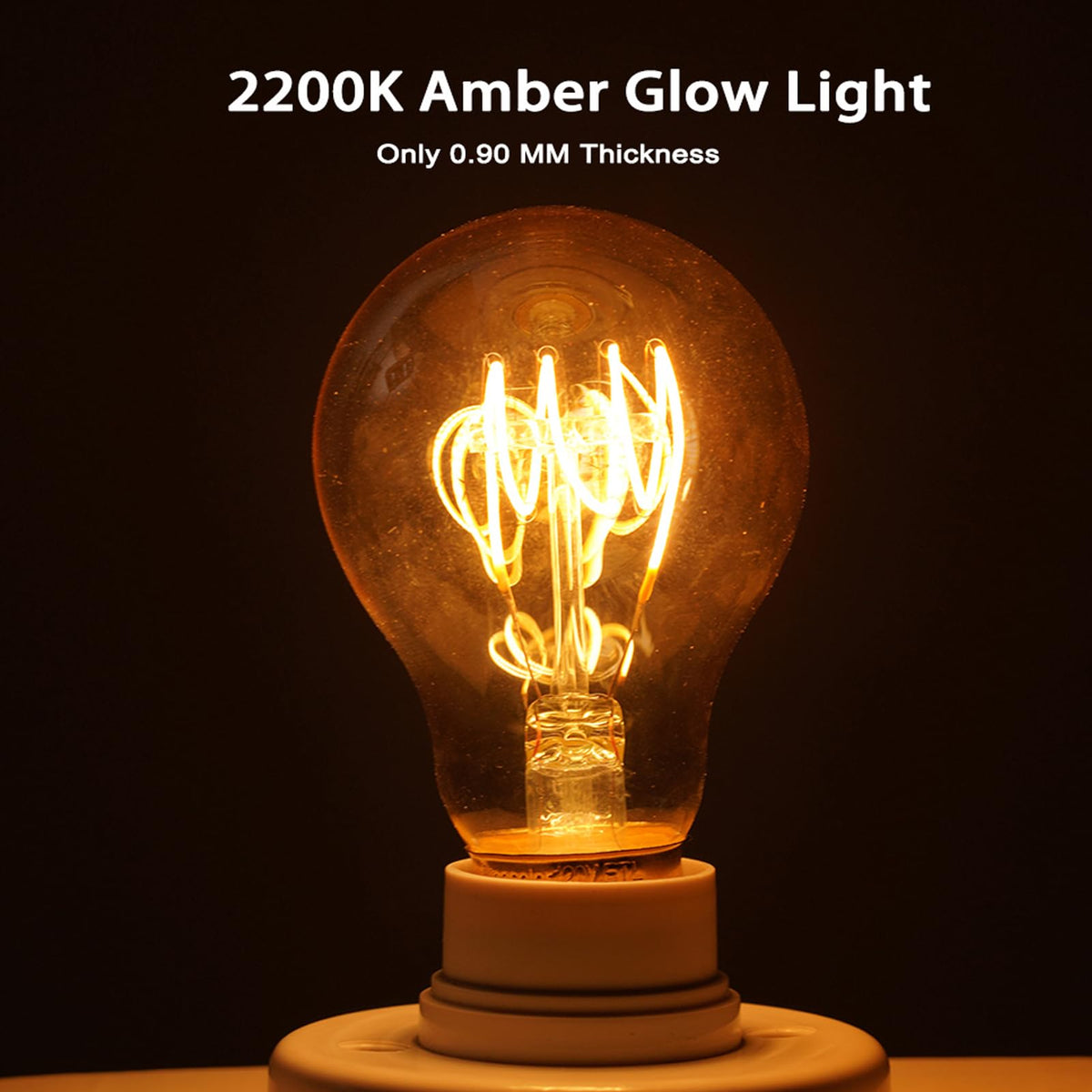 A19 Dimbare LED Amber Lampor, 4W (40W Ekvivalent), E26, 2200K Edison, 2 Styk