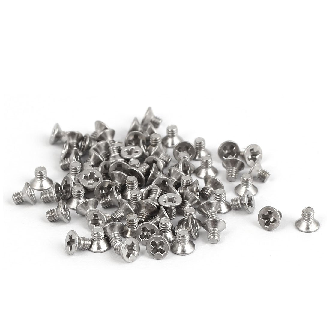 a16051600ux0412 M2x3mm 316 Stainless Steel Flat Head Phillips Machine Screws Silver Tone Pack of 80
