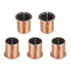 5Pcs Flanged Sleeve Bearings, 25mm Bore x 28mm OD x 35mm Length x 35mm, Sintered Bronze Wrapped Oilless Bushings