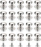 12mm Ball Head Stud Rivets Screw Back, 20Pack Round Head Button Nipple Rivet for DIY Leather Craft Handbag Belt, Silver Tone