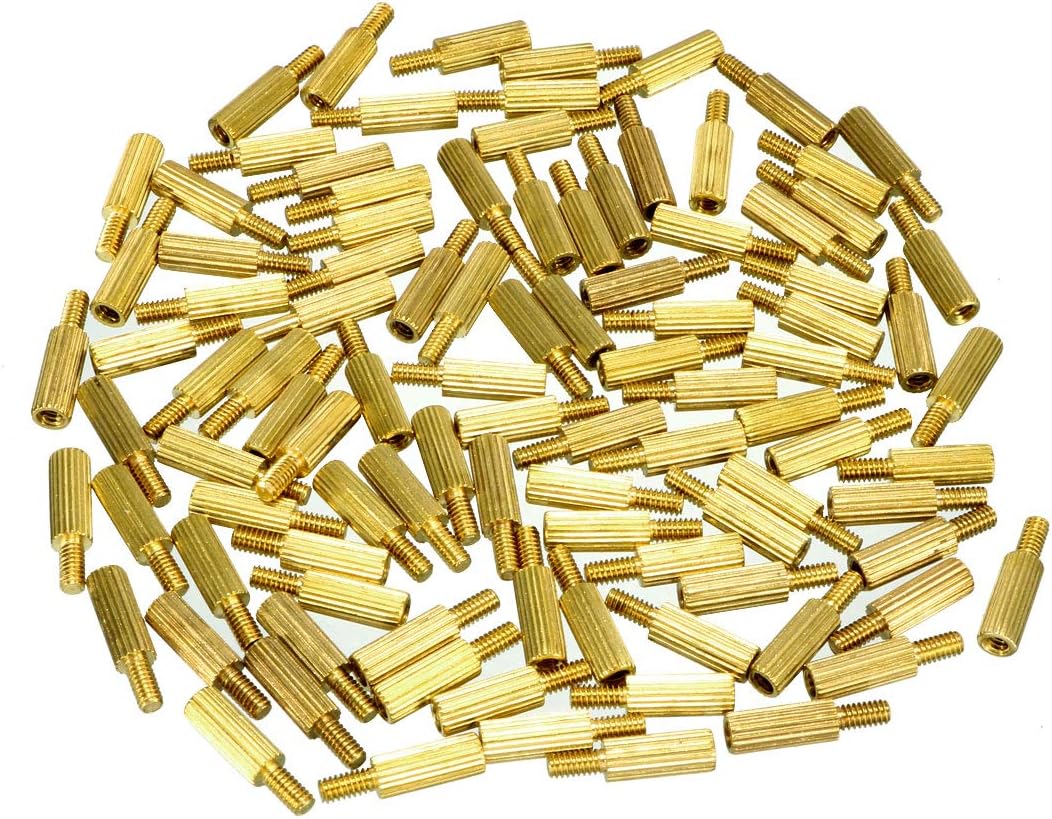 100pcs M2 8+4mm Female Male Thread Brass Round Standoff Spacer Screw PCB Pillar
