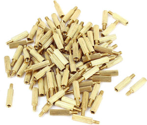 M2x10mm Male to Female Thread Cylinder PCB Board Brass Pillars Standoff 100Pcs