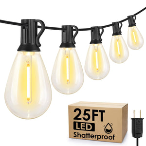 LinkMejor 25FT LED Utendørs Terrasse Strenglys, 10+1 Edison S11 Lyspærer, Svart
