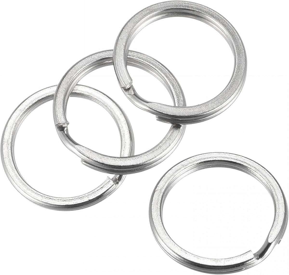 LinkMejor Split Keychain Rings, 1.2x15mm Round Flat Key Holder for Home Car Keys Organization, Nickel Plated, Silver Tone 36Pcs