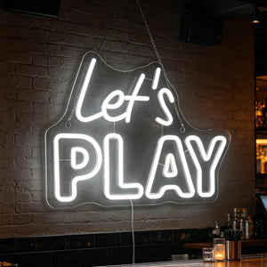 "Let's Play" Playful Neon Light - Fun & Engaging LED Wall Art for Game Room, Playroom, Kids Bedroom or Family Room Decor, Dimmable USB, Inviting Gift for Gamers, Kids & Families