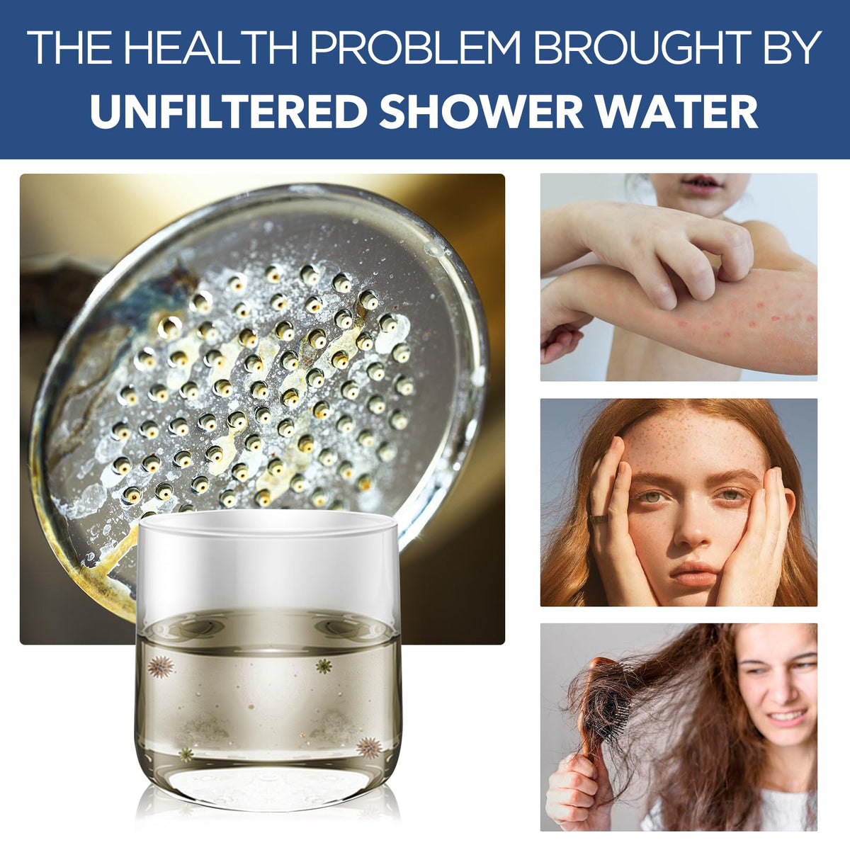 Capo doccia da 4 pollici con filtro e 5 impostazioni, LinkMejor Showerhead with Filter