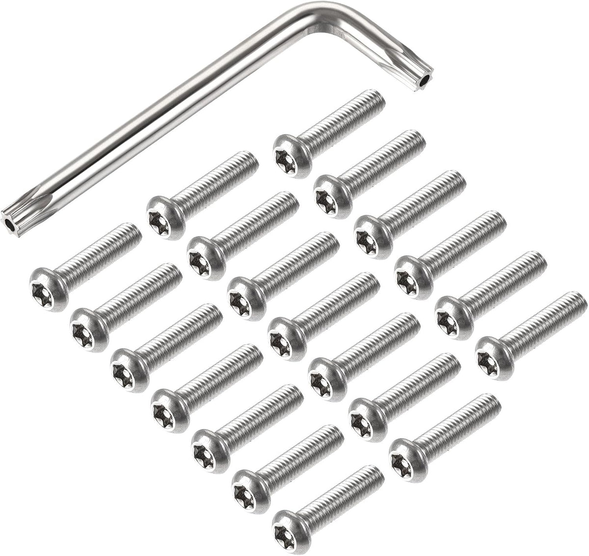 M6x25mm Torx Security Machine Screw, 20pcs Pan Head Screws Inside Column, with T30 L-Type Wrench, 304 Stainless Steel Fasteners Bolts