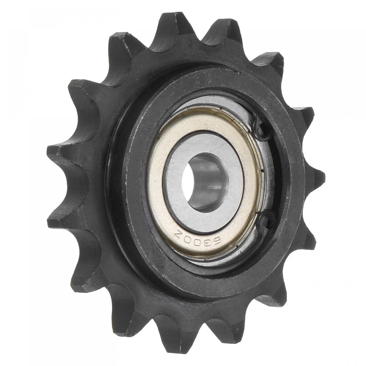#40 Chain Idler Sprocket, 10mm Bore 1/2" Pitch 15 Tooth Tensioner, Black Oxide Finished C45 Carbon Steel with Insert Single Bearing for ISO 08A Chains
