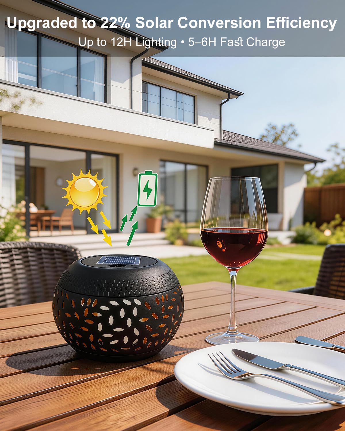 Lanterne Solari Outdoor Impermeabili, Fiamma Fluttuante Solare da Tavolo