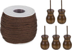 50 Yards Roman Blind Cord 1.8mm Braided Lift Shade Cord with 5Pcs Wood Blind Pull Knobs Pendant for Blind Rollers Roman Shade DIY Crafts, Brown