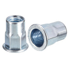 5/16-18 Half Hex Body Rivet Nuts, 60pcs Zinc Plated Carbon Steel Flat Head Threaded Insert Nuts for Metal, Plastic