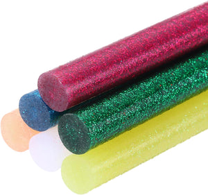 6pcs Glitter Hot Glue Sticks 0.43 inch x 8 inch Large Glue Sticks, 200 x 11mm Multicolor