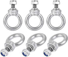 Lifting Eye Bolt M6 x 12mm Male Thread with Hex Screw Nut Gasket Flat Washer for Hanging Securing Chain Wire Rope, 304 Stainless Steel, 6 Sets