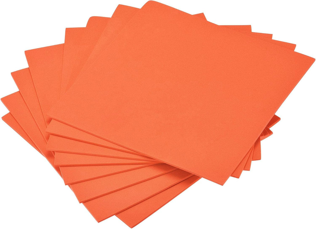 LinkMejor Orange EVA Foam Sheets 10 x 10 Inch 3mm Thickness for Crafts DIY Projects, 8 Pcs